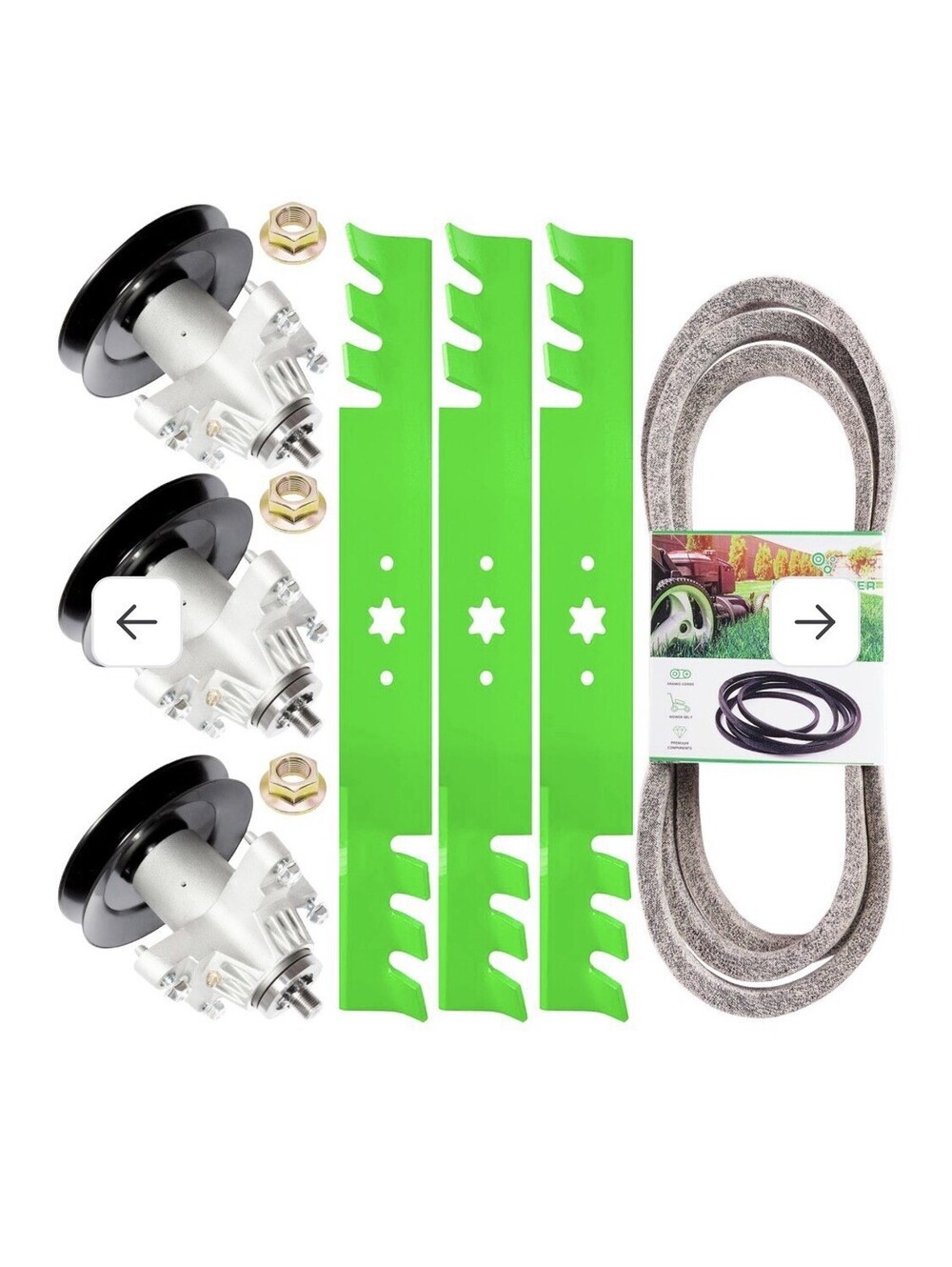 3 Spindle 3 Blade 1/2" x 134" Belt & Hardware Kit For Cub Cadet 618-04126